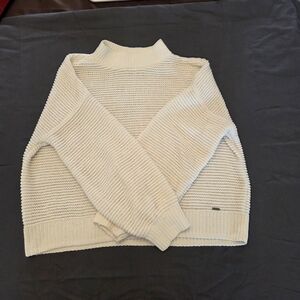 Hollister Cream Ribbed Mock Neck Sweater